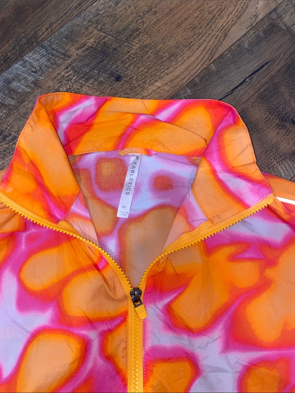 Fabletics Neon Pink & Orange Abstract Windbreaker Jacket - Picture 2 of 5